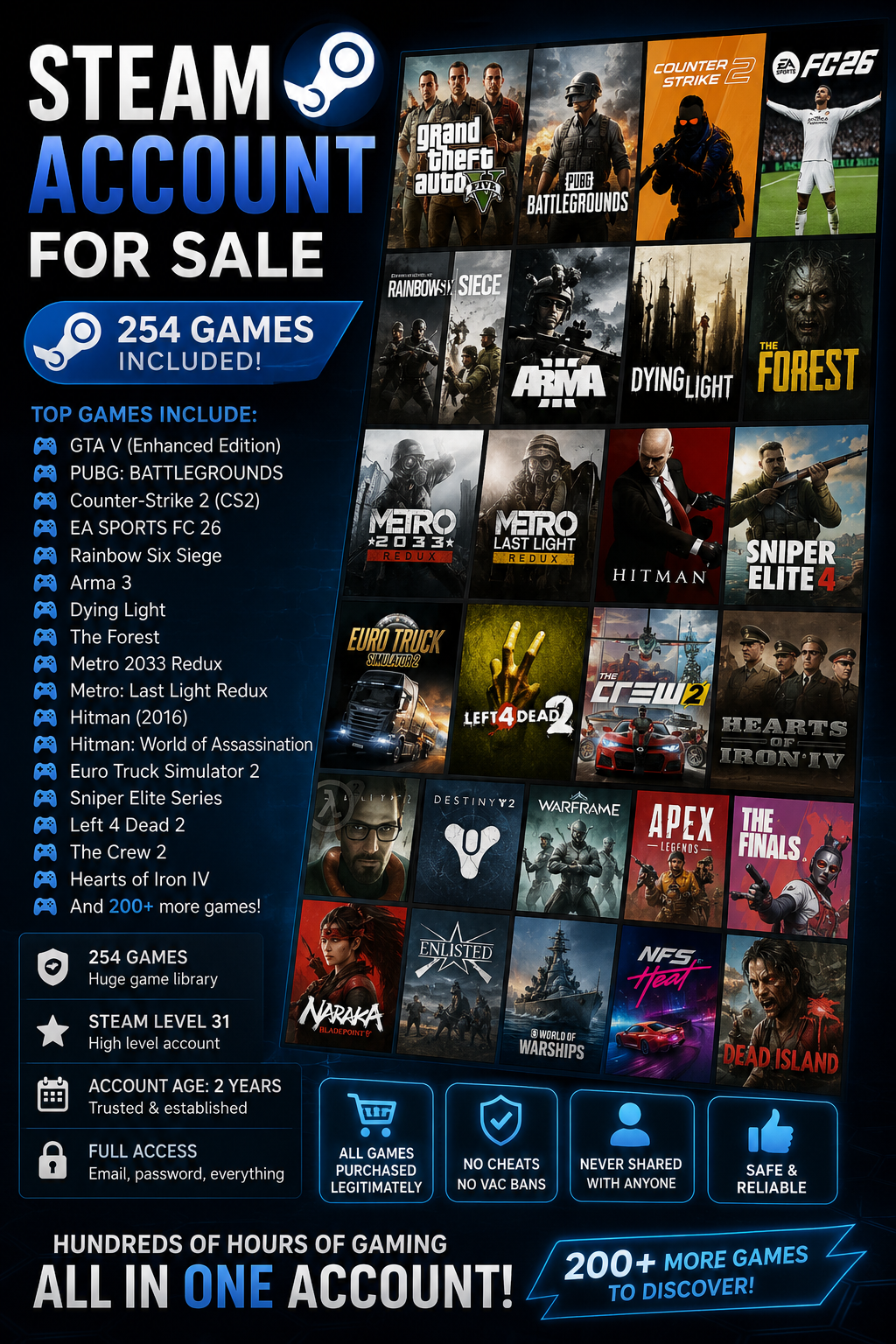 Steam Gaming Account